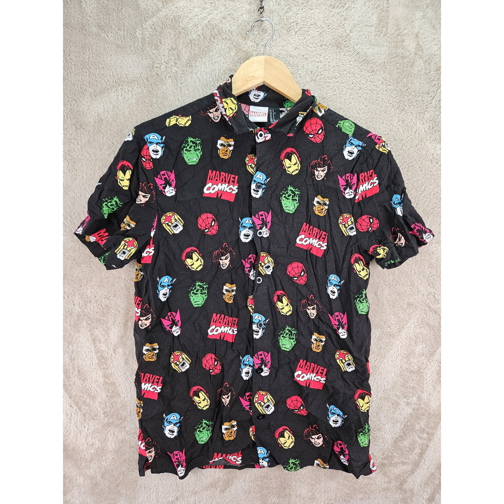 Marvel Comics All-over Print Short-sleeve Shirt Spider-Man Hulk Iron Man Size S - Picture 1 of 10